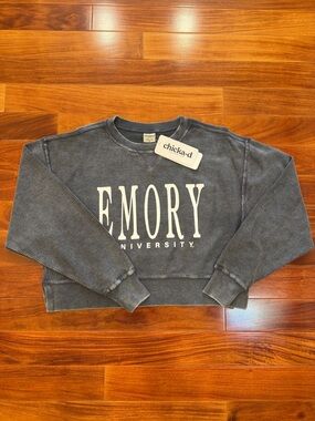 Chicka-d Emory University Crewneck Sweater in Faded Charcoal